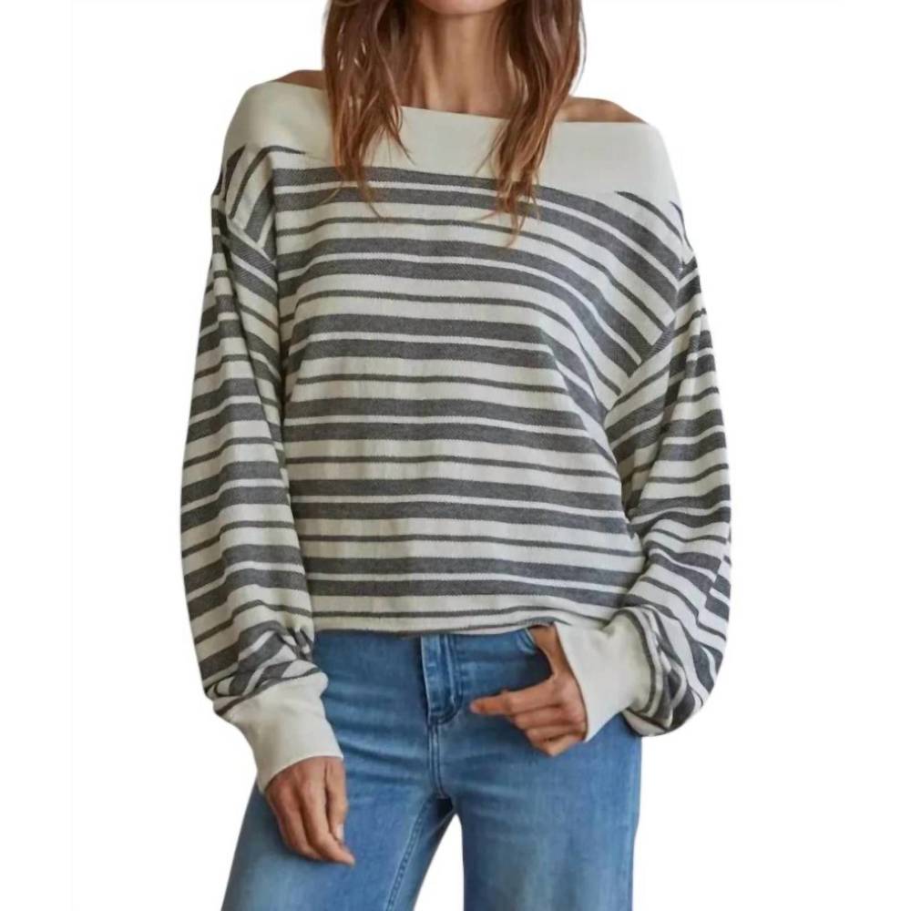 NEW BY TOGETHER striped off shoulder sweater in black and white